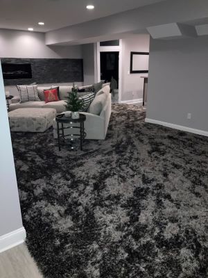 plush carpet flooring installation basement floor rec room